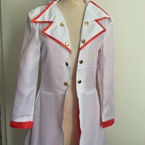 White and Red Long Military Uniform Style Cosplay Coat